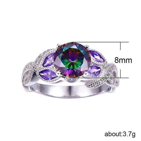 🎁925 Silver Plated Changeable Lovely Promise Ring, GPMB1516-7 - Picture 5 of 6